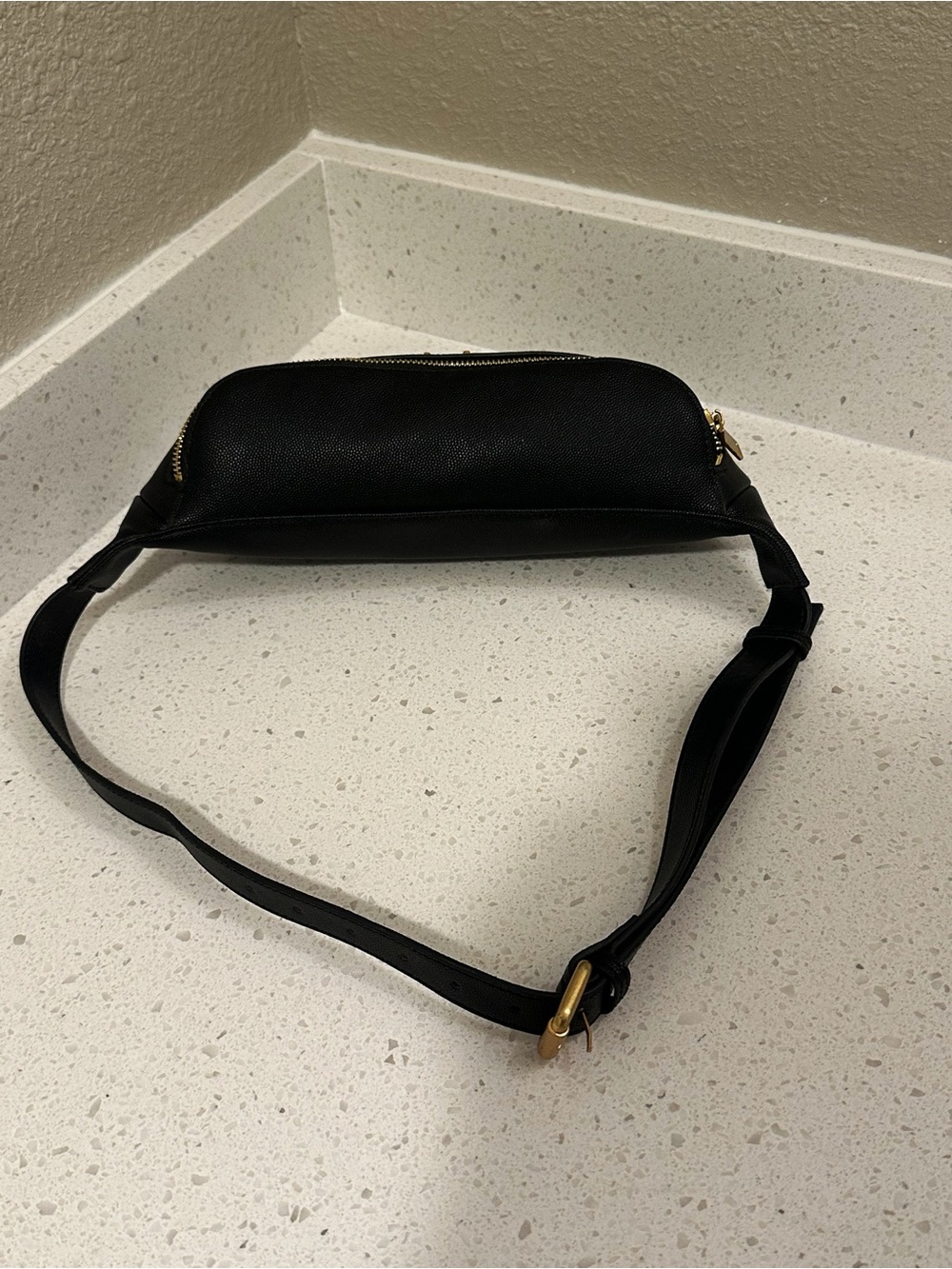 Saint Laurent Black Leather Belt Bag with Gold YSL Emblem - Picture 5 of 6